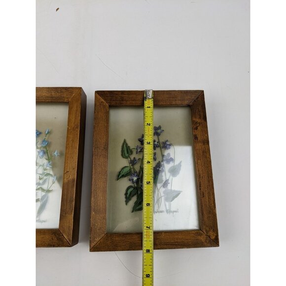 Joan Kimpel Hand Painted Framed Floral Flowers Art Work 6"x8" Vintage Rustic - Picture 9 of 11